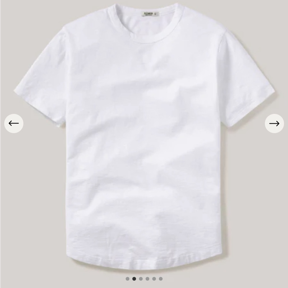 Buck Mason White Slub Curved Hem Tee - M